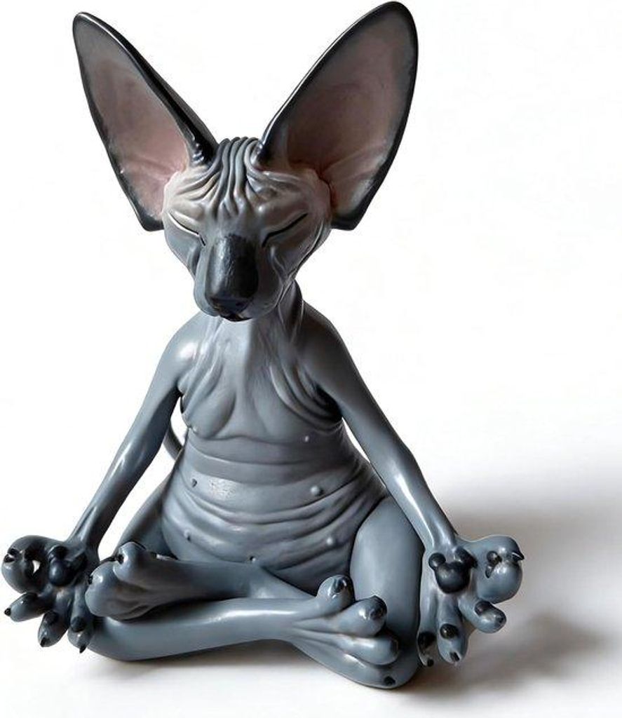Sphynx-Kat-Statue, Katbeeld, Boeddha-Meditation, Kat für Garten, Büro- und Wohnzimmereinrichtung, schwarz
