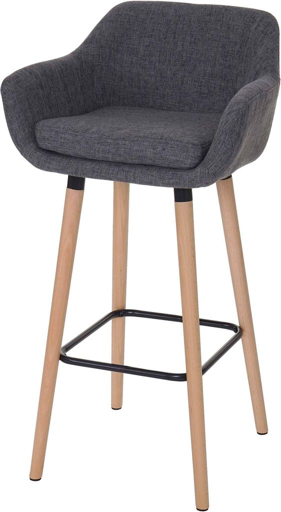 Barhocker Vaasa T381, Barstuhl Tresenhocker MVG- Textil, grau