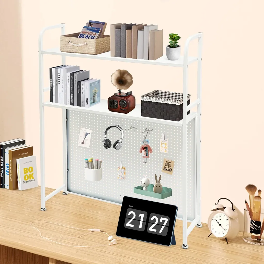 Organiseur de table grande capacité blanc avec finition anti-rouille