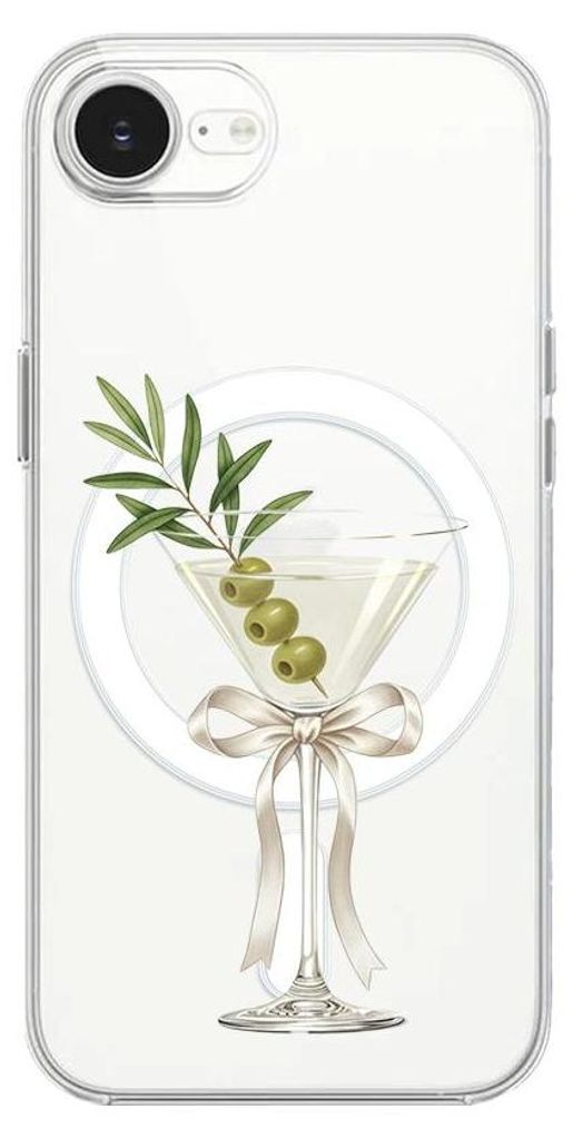Hartschalenhülle für das iPhone 17e, kompatibel mit MagSafe, transparent, trockener Martini