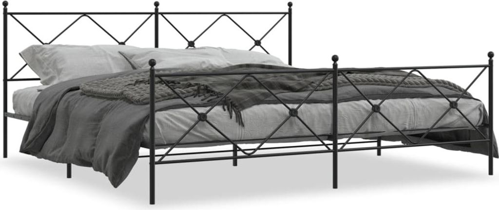 Maison Exclusive - Bettgestell mit Kopf- und Fußteil Metall Schwarz 193x203 cm