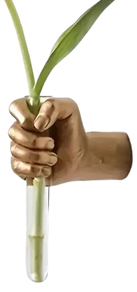 Wandskulptur Handvase Wandkunst Menschliche Faustskulptur mit Reagenzglasvase Moderne Kunststatue Vase für Zuhause Wohnzimmer Geschäft Dekoration