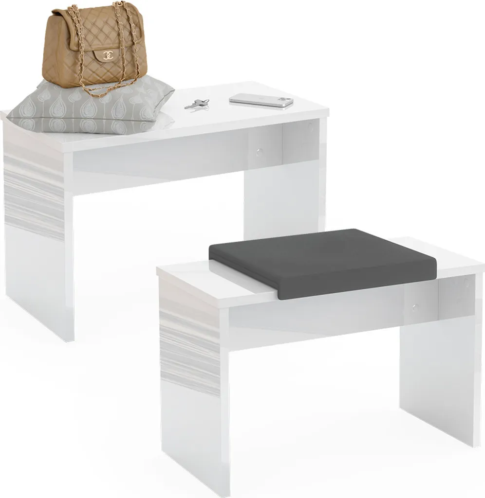 Banc Vicco Viola Blanc 90cm - Solution Assise Stable pour Coin Coiffeuse