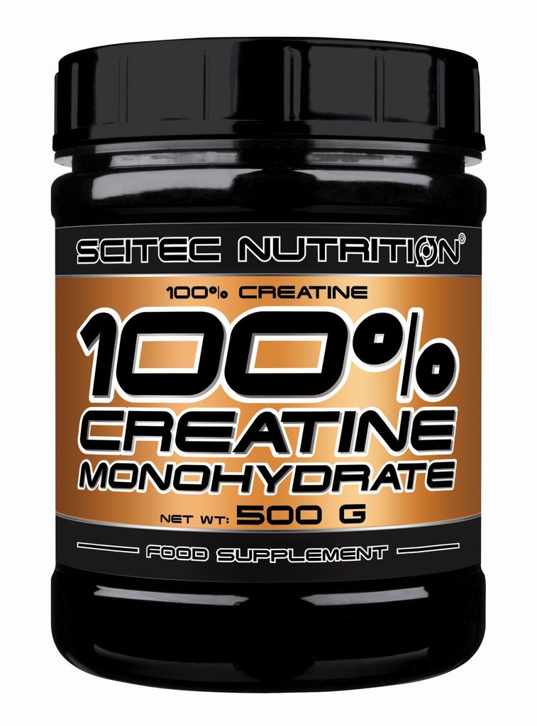 A product shot of a container of Scitec Nutrition 100% Creatine Monohydrate.