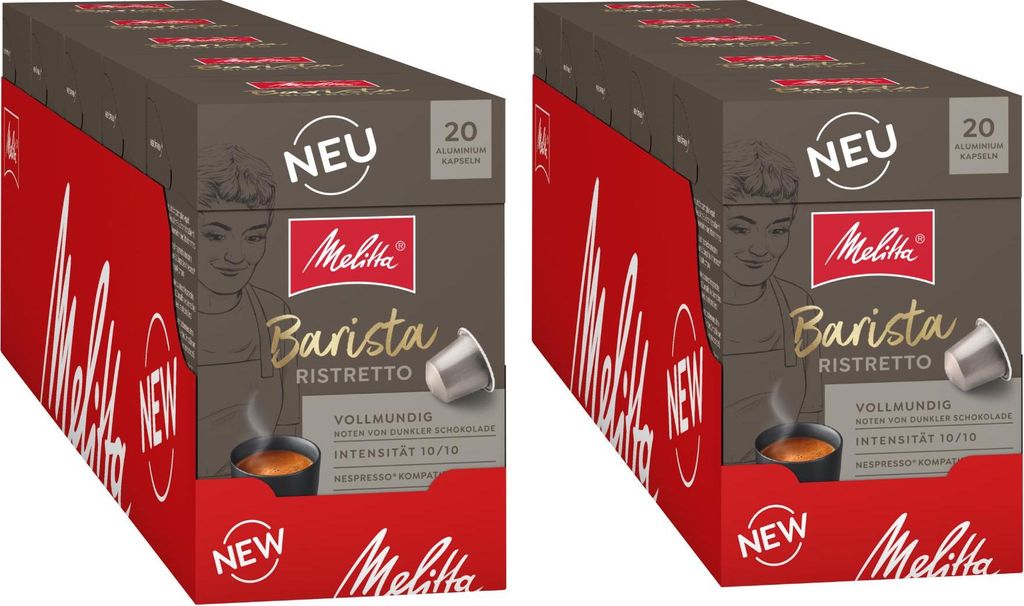 Melitta Barista Ristretto Kaffeekapseln, Nespresso kompatibel, 100 oder 200 Stück