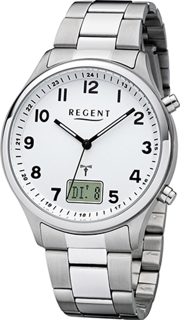 Regent Funk Armbanduhr Mineralglas und Edelstahlband - Produktbild 
