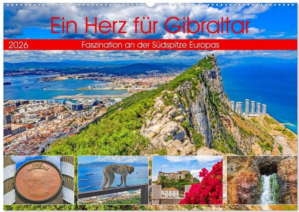 Ein Herz für Gibraltar (Wandkalender 2026 DIN A2 quer), CALVENDO Monatskalender