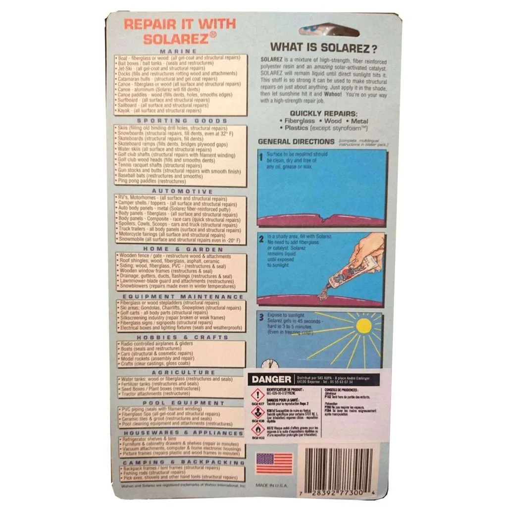 Solarez Polyester All Purpose 35oz Kit de Réparation Résine Bleu