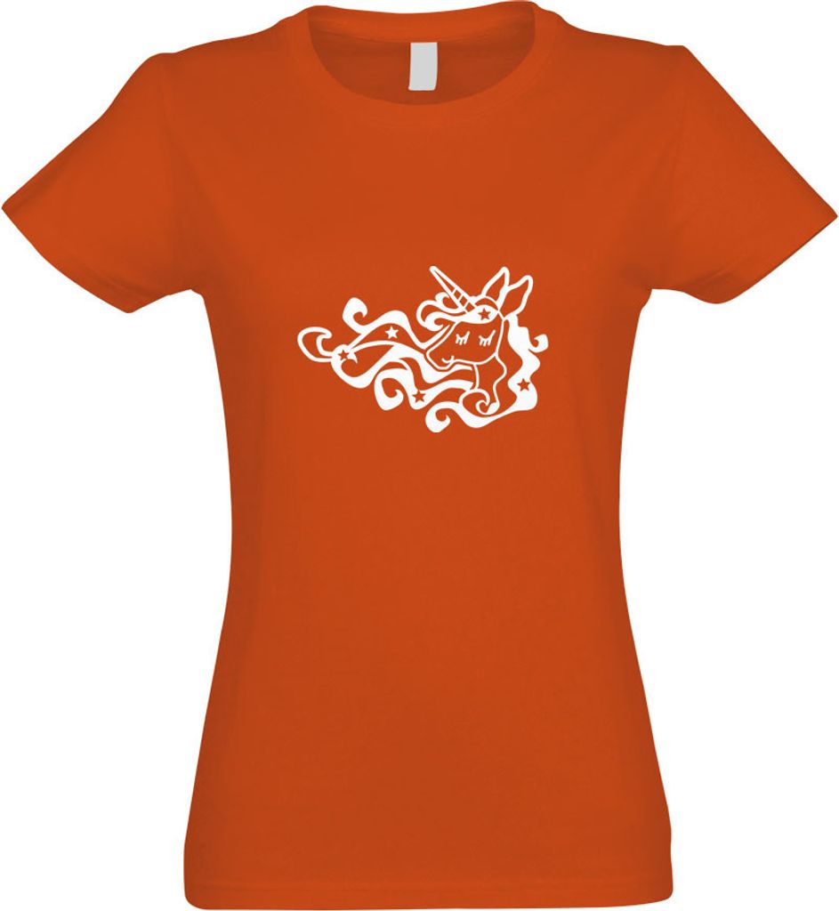 Kiwistar - T-Shirt tailliert - Damen - orange - Einhorn Unicorn Regenbogen - mit Motiv Bedruckt - Funshirt Design - Sport - Freizeit - Damen - XXL
