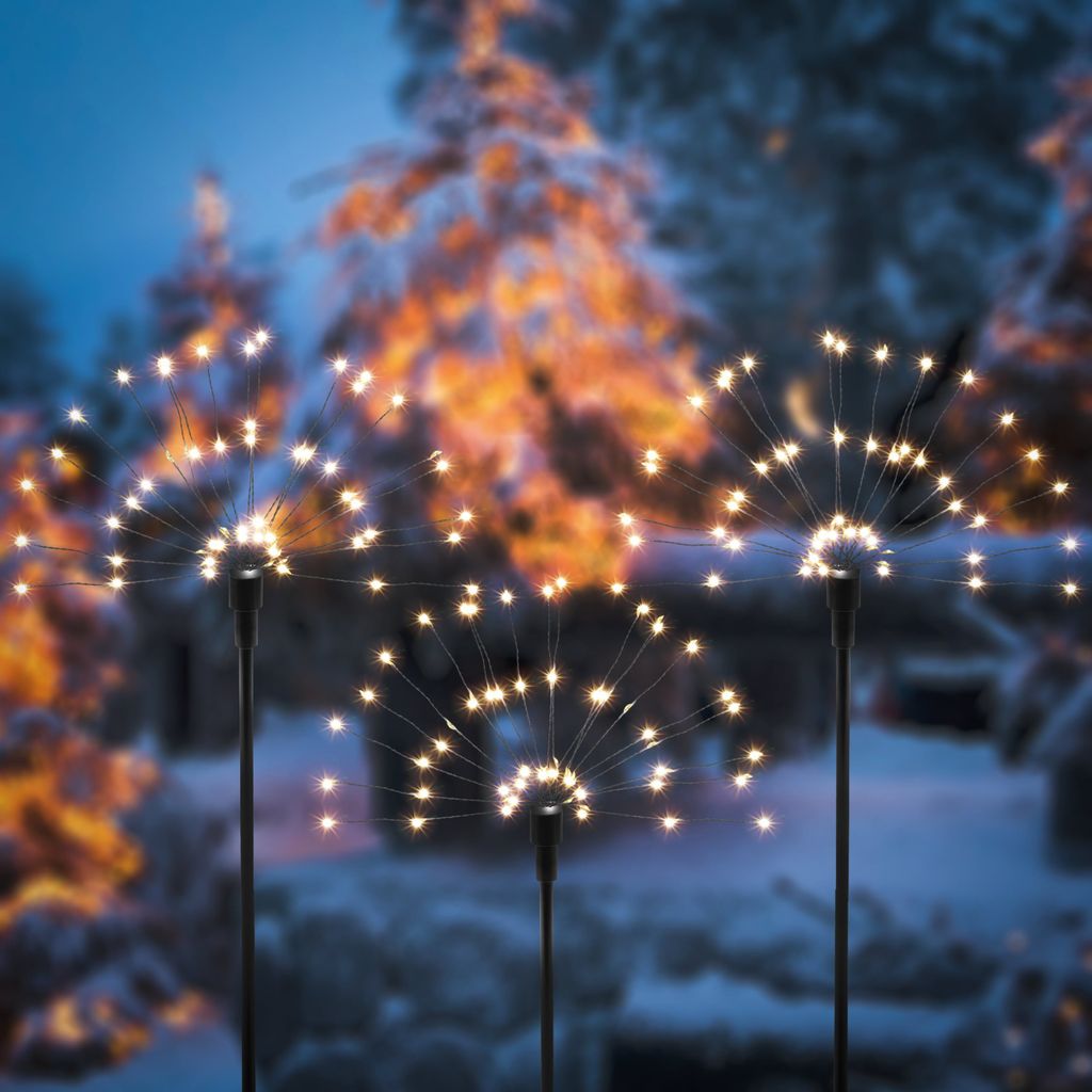 esotec Solar Wunderkerzen Feuerwerk 3er SET 180 LEDs wetterfest IP44 102576