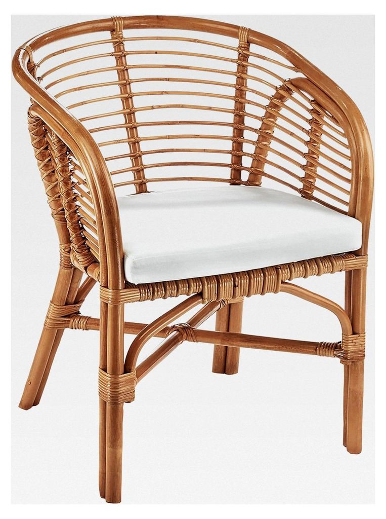 Rattansessel CUMBA, 58x59x78 cm, brauner Korbstuhl mit Armlehnen aus Naturmaterial