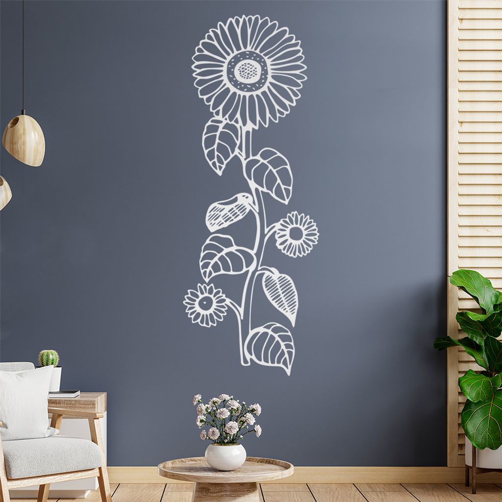 Sonnenblume - Pflanze Wandtattoo in 6 Größen - Wandaufkleber Wall Sticker - Dekoration, Küche, Wohnzimmer, Schlafzimmer, Badezimmer