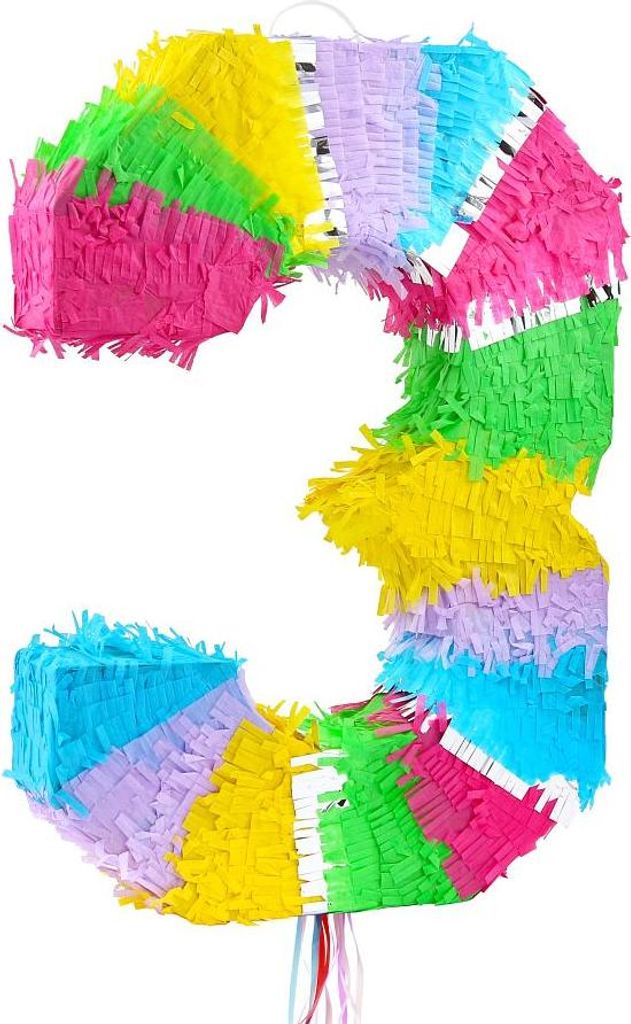 Piniata cyfra 3 pastelowa dekoracja urodzinowa 50 cm