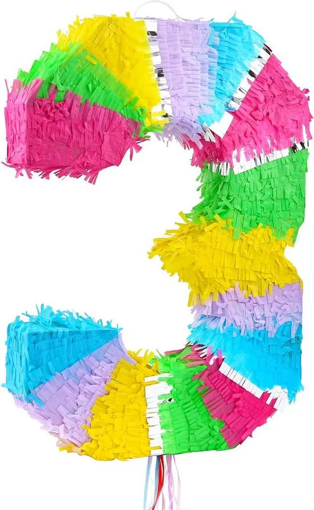 Piñata Chiffre 3 Pastel pour Anniversaire Enfant - Format 50x35x7.5 cm