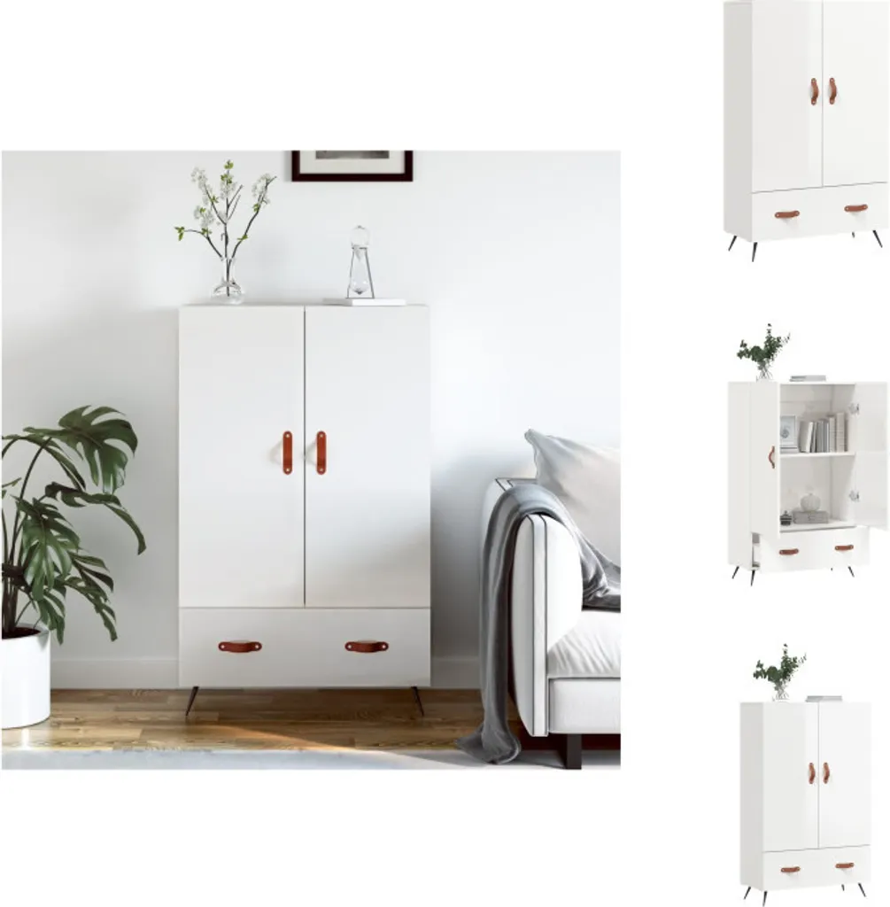 vidaXL Madia Alta Bianco Lucido 69,5x31x115 cm | Arredo Living Moderno