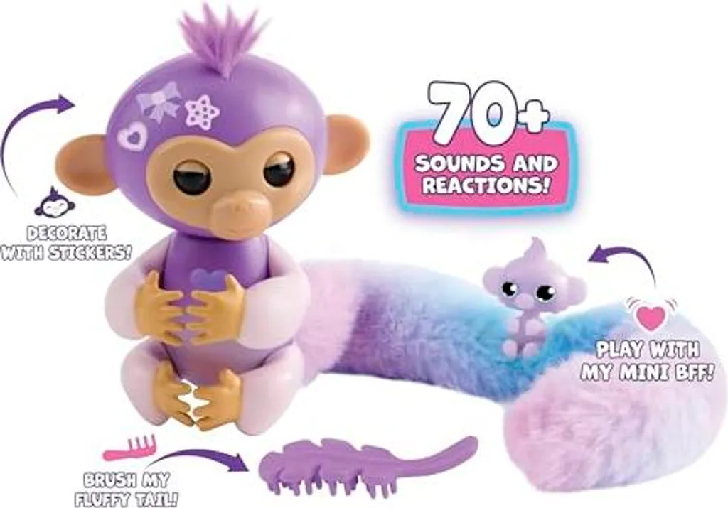 Singe Interactif Coco Fingerlings Violet : Compagnon Contre l'Ennui