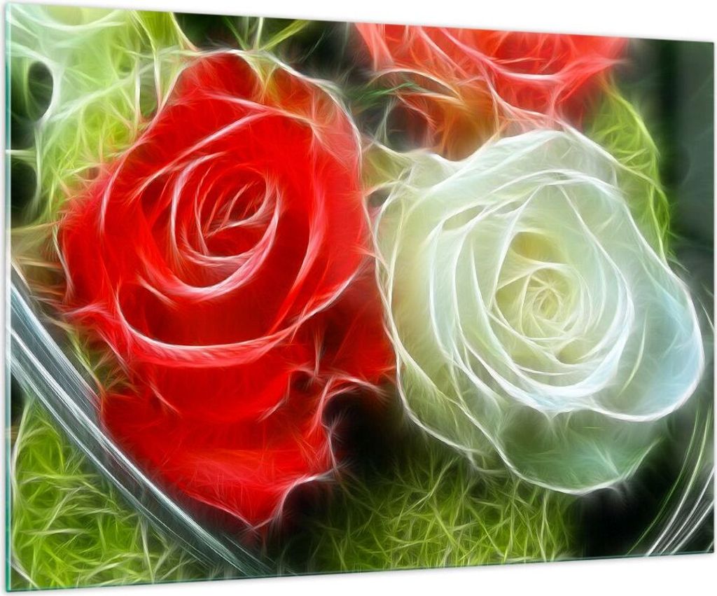 Bilder auf glas - Blumen Blumenstrauß Rose - 100x70cm - Glasbilder - Wandbilder - Kunstdruck - zum Aufhängen bereit - Wanddekoration aus Glas - G...