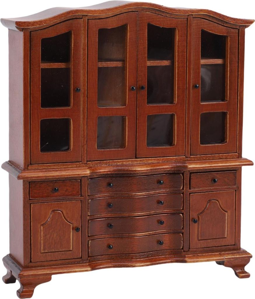 Puppenhaus-Möbel-Ausstellungsregal im Maßstab 1:12, klassisches Miniatur-Bücherregal aus Holz, Schrank, Bücherregal, Dekoration, Kastanienbraun