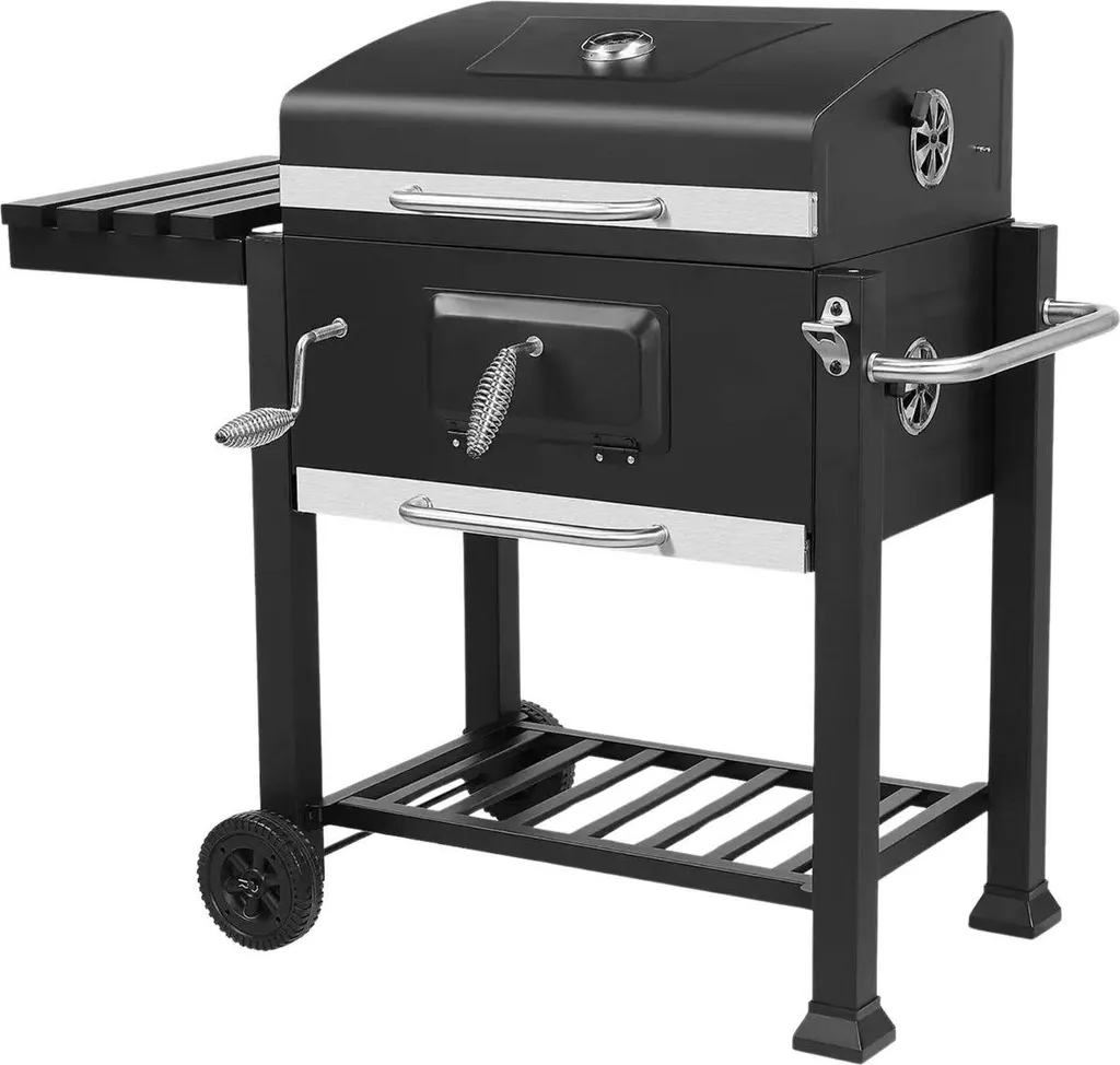 Barbecue charbon réglable avec couvercle et plaque ajustable 5-10 personnes