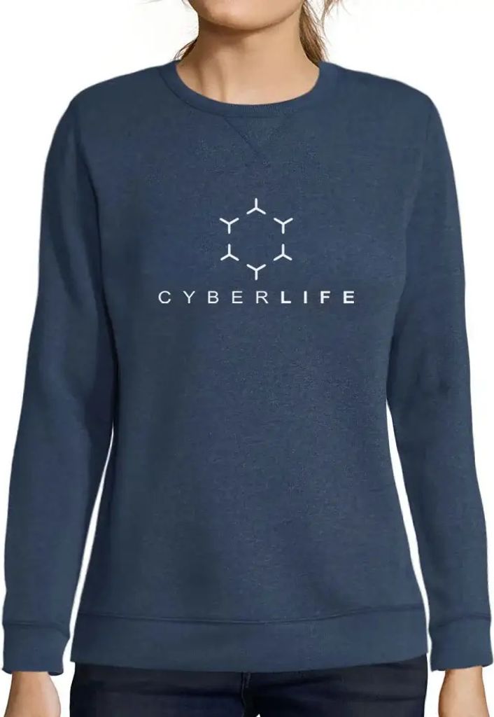 Damen Grafik Sweatshirt mit Aufdruck Cyberleben – Cyberlife – Öko-Verantwortlich Vintage Jahrgang Langarmshirt Pullover Lustige Druck Geburtstag