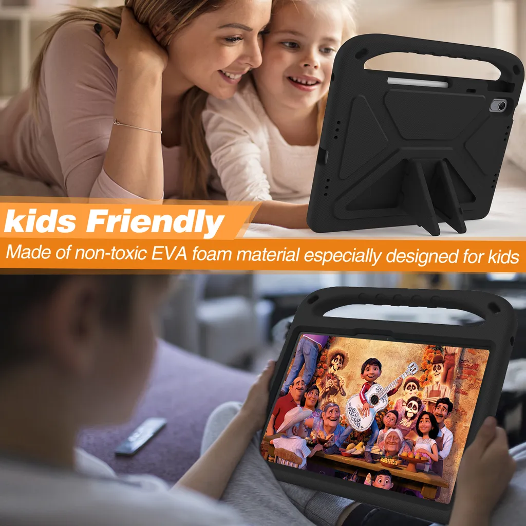 nincyee Custodia per tablet per bambini per Huawei MatePad T 10 9,7 pollici 2021, in EVA, resistente e antiurto, con cavalletto pieghevole, custodia a forma di orsetto con tracolla per bambini