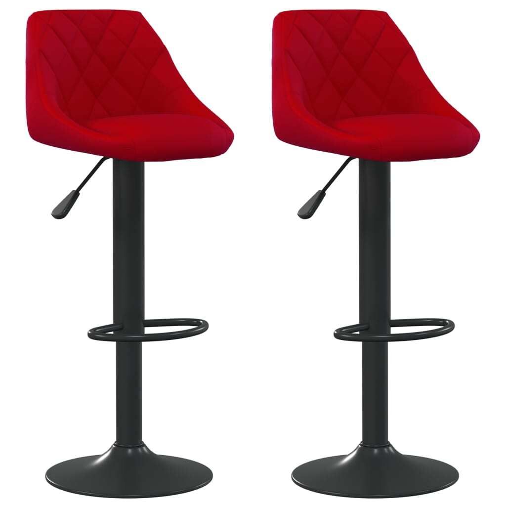 vidaXL Sgabello da bar 2 pz. Velluto rosso vino Immagine del prodotto 