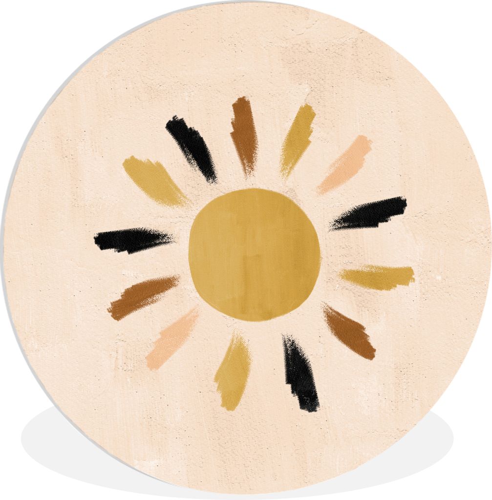 MuchoWow Rundes Wandbild - Runde Bilder Sonne - Bohème - Raum - Pastell Ø 30 cm Kreis Wanddekoration Kunststoff - Wandkreis - Wandschmuck - Sch...