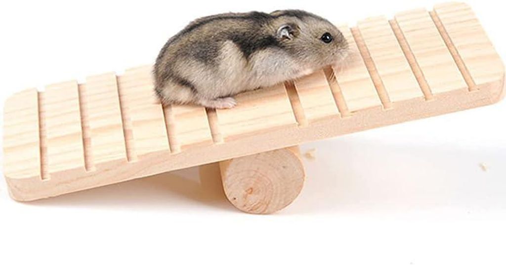 Tnfeeon Schwingung Wippe Spielzeug Haustier Hamster, Holzkauen Kletterkäfigzubehör Chinchilla Frettchen Nagetiere kleine Tiere