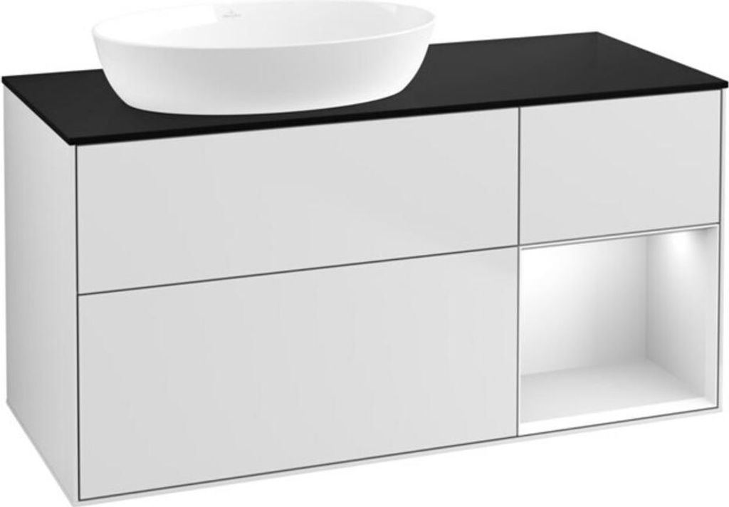 V&B Waschtischunterschrank Wandbeleuchtung Finion 120cm, Pl b m, Reg wh. m Lac, wh. m Lac