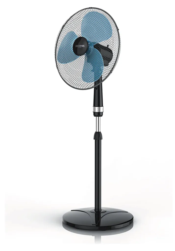 Ventilatore da piedistallo Brandson con 3 velocità, base regolabile in altezza, ventilatore con elevata portata d'aria, funzione di oscillazione 80°, nero