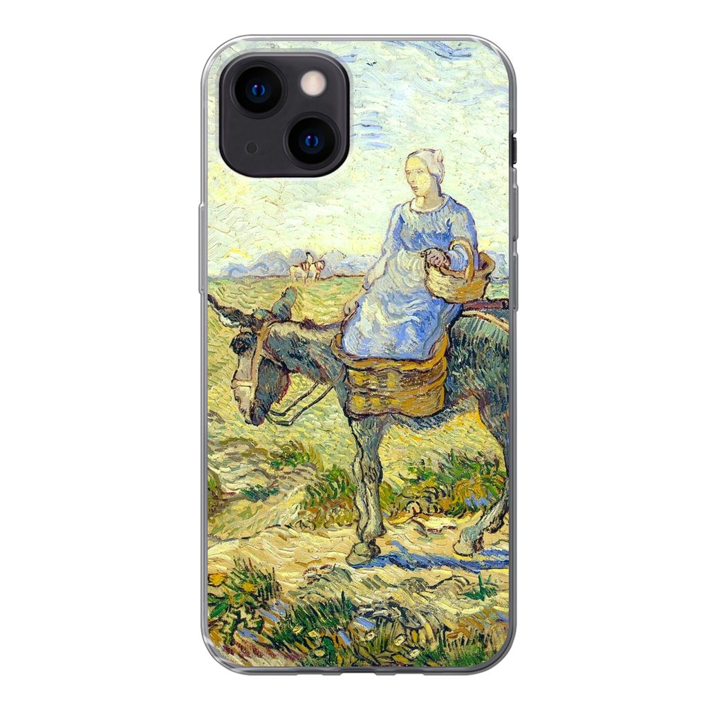MuchoWow Handyhülle Schutzhülle Hülle für iPhone 13 mini Bauernpaar geht zur Arbeit - Vincent van Gogh Silikon Softcase Handy Hülle - Softcase