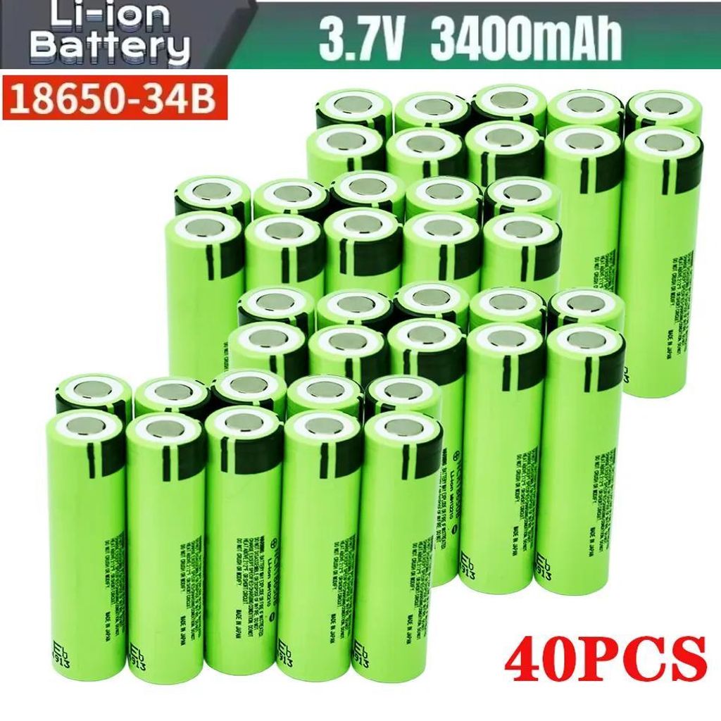 18650 Akku - Wiederaufladbarer Li-Ion Akku - 3,7V 3400mAh Zelle - Für Taschenlampe Kamera Spielzeugauto Schraubendreher - 40er Pack