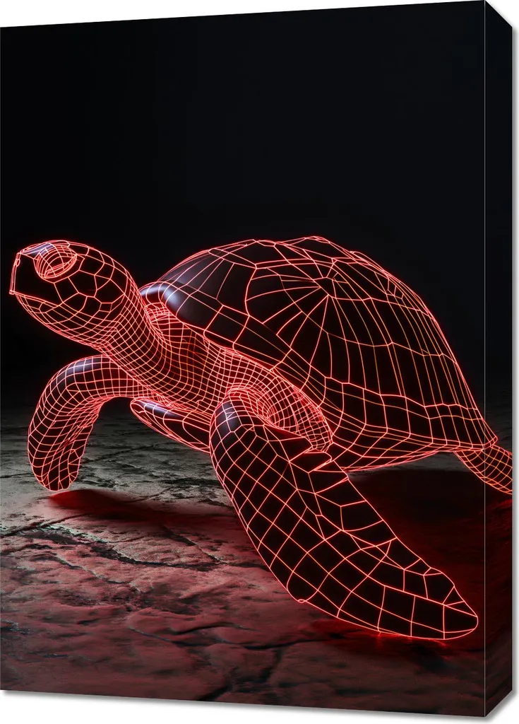 Image 50 x 70 cm Tortue Néon - Affiche Déco Murale Art Moderne
