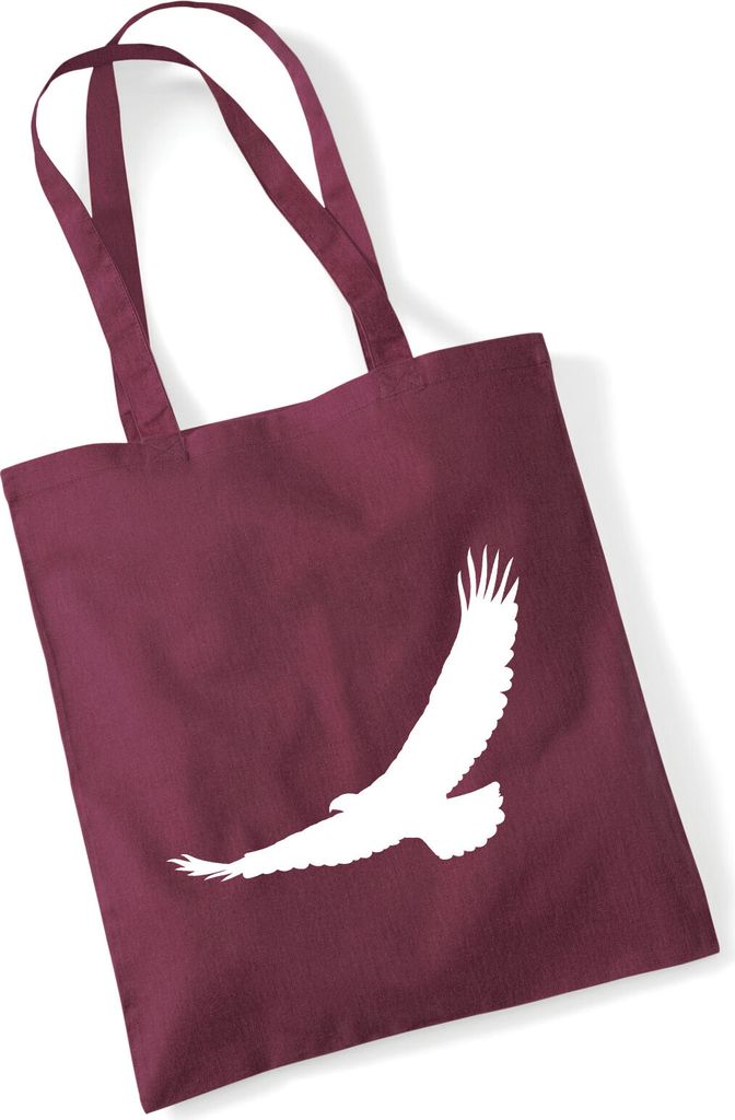 Huuraa Jutebeutel Eagle Silhouette Adler 10 Liter Burgundy Baumwolle Tasche Geschenkidee