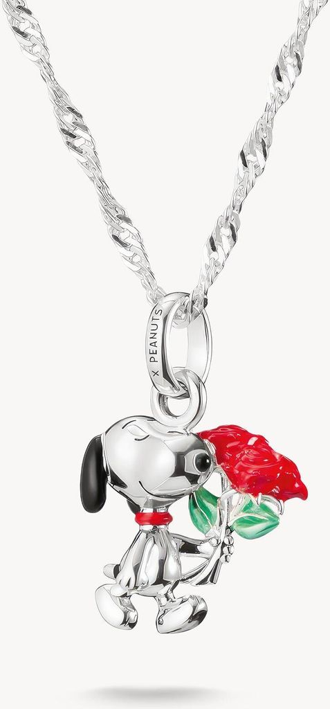 Kette Snoopy mit Rosen Anhänger PEANUTS Silber Produktbild 