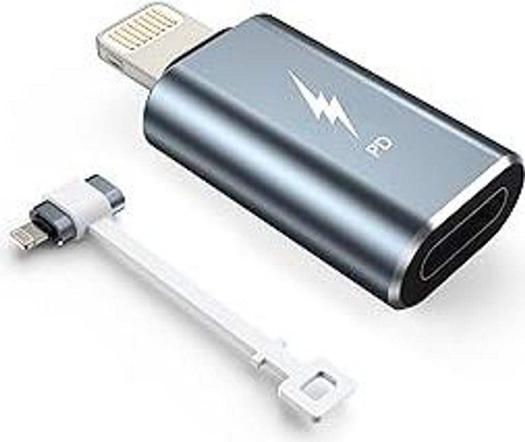 TechMatte USB-C-auf-Lightning-Adapter, 27 W PD Schnellladung, Kompatibel mit iPhone 14/13/12/11 Pro Max Mini/X/XR/XS/SE/8/7/6/iPad/iPod/AirPods, mi...