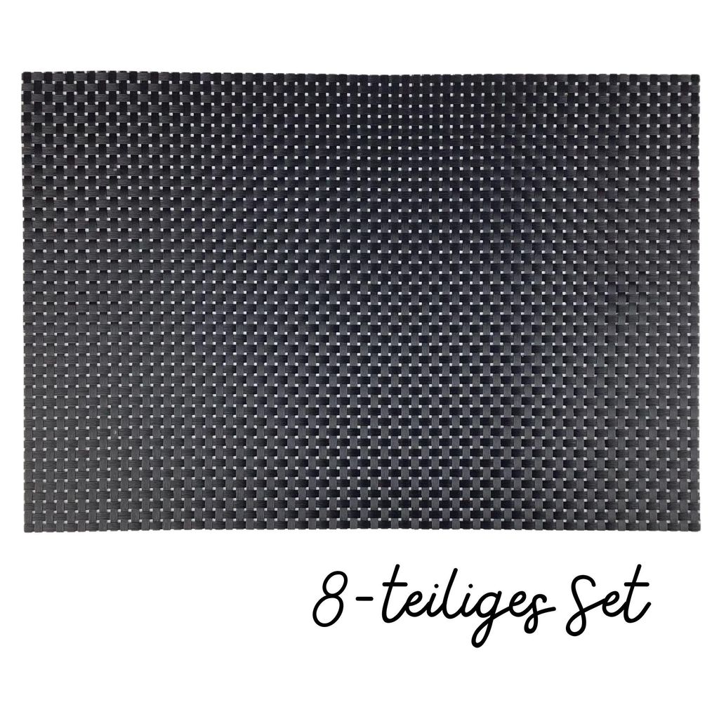Platzsets 45x30 cm, Tischunterlagen Untersetzer abwaschbar, Platzmatten schwarz 8er Set