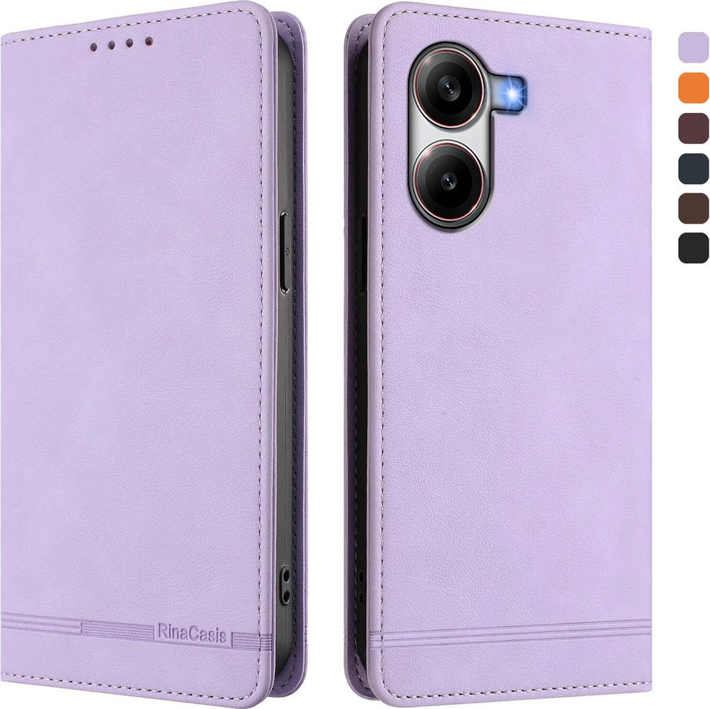 Hülle für Xiaomi Poco X7 Pro, Retro Kunstleder Ständer Klapphülle mit Kartenfächer und Magnetische Violett