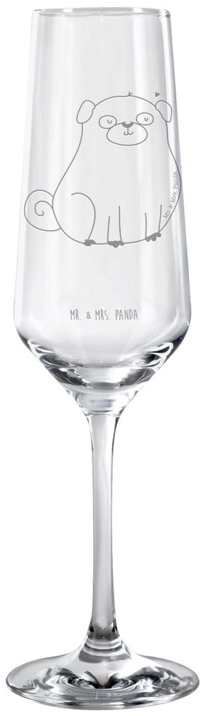 Mr. & Mrs. Panda Champagnerglas Mops - Transparent - Geschenk, Kelchglas, Hund, Sektglas, Sektkelch, Liebe, Vierbeiner, Sprüche, Trinkglas, Glas, ...