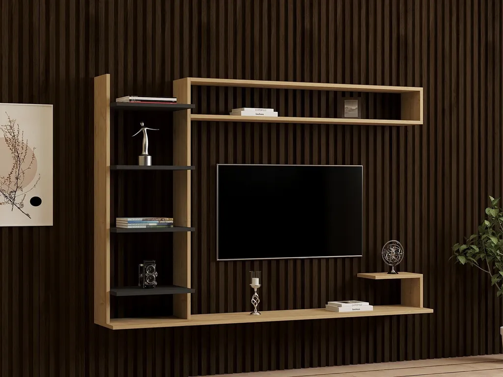 Meuble TV en Mélaminé Noble Skye Decor Saphir Anthracite 121x180x29 cm