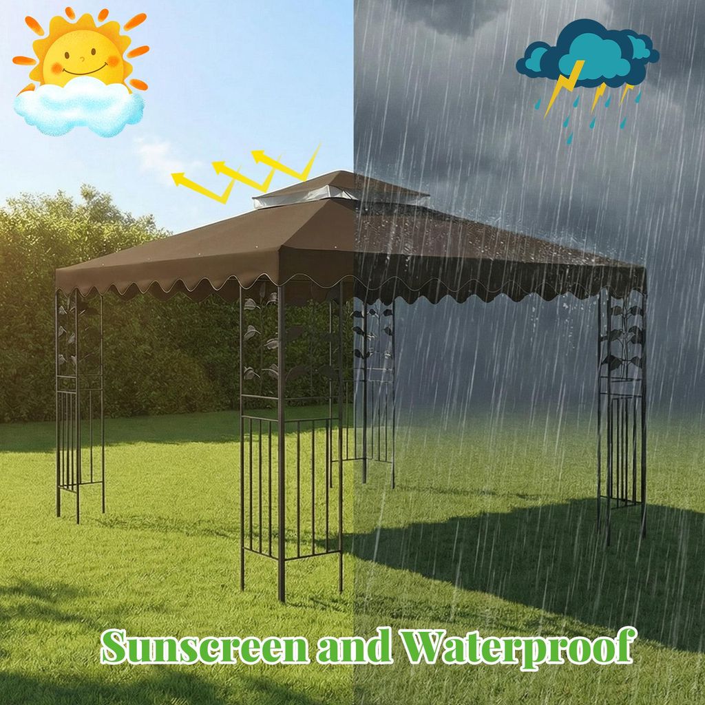 Ersatzdach für Pavillon 3x3m, Pavillondach, Wasserdicht Produktbild 