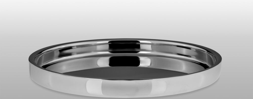 Tablett rund, glatt poliert Edelstahl D: 32,0cm, H: 3,0cm