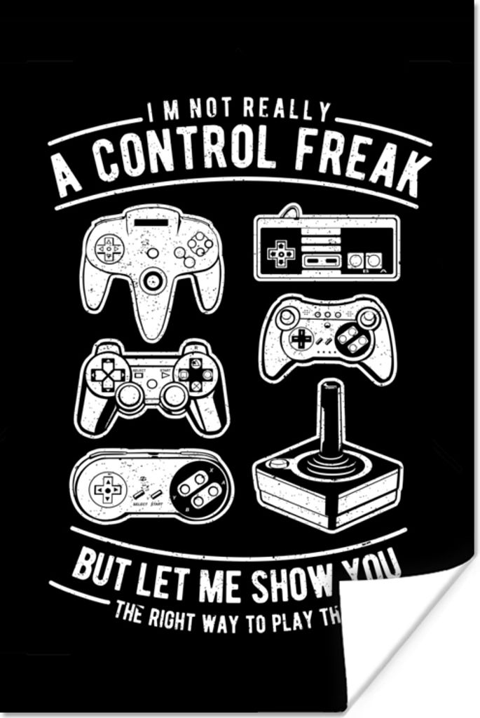 MuchoWow Poster Mancave - Controller - Spielkonsole - Vintage 80x120 cm - Papierdruck