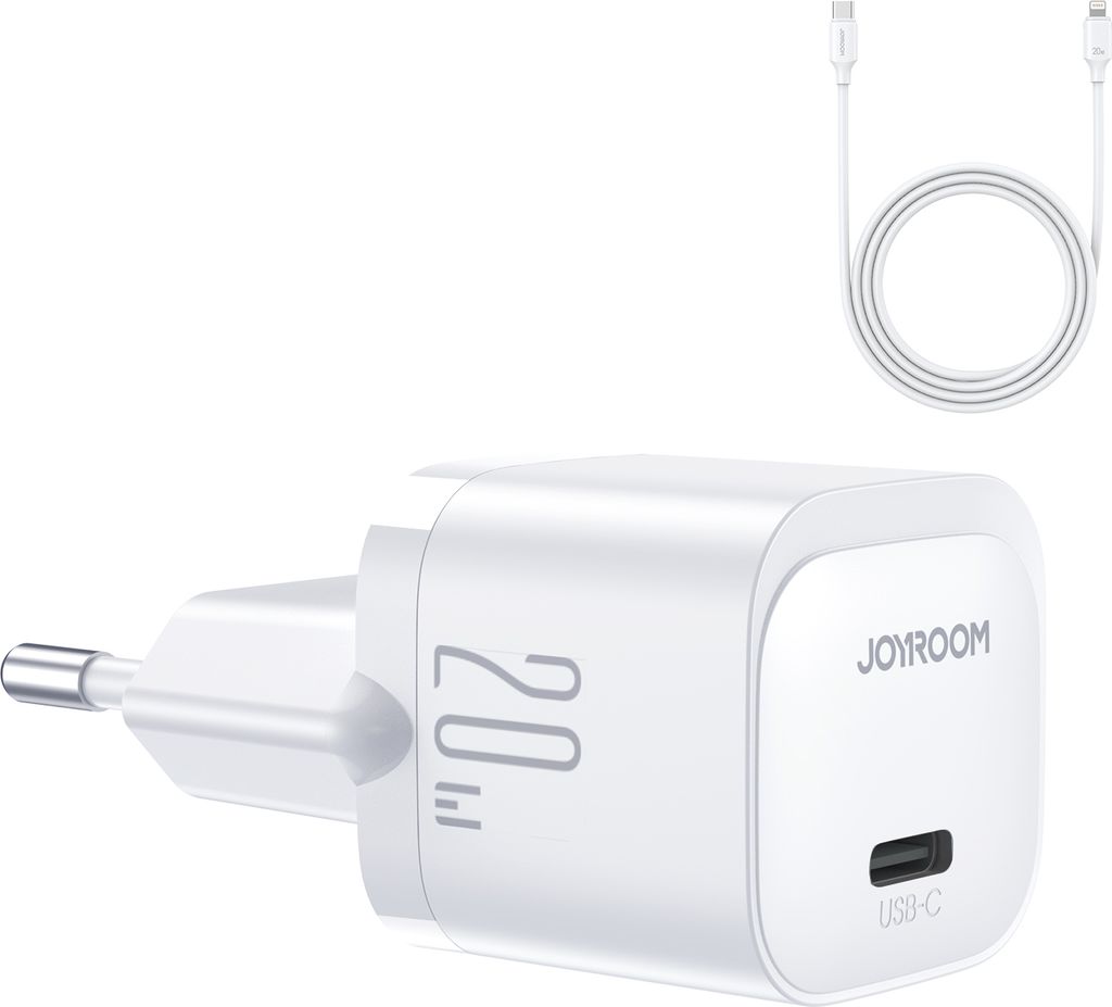 Joyroom USB-C 20W PD Mini-Ladegert mit Ladekabel USB-C zu Lightning, weiss (JR-TCF02)