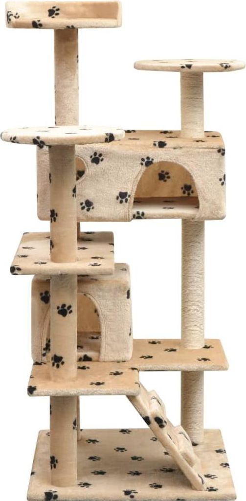 vidaXL Katzen-Kratzbaum 125 cm Pfoten-Aufdruck Beige