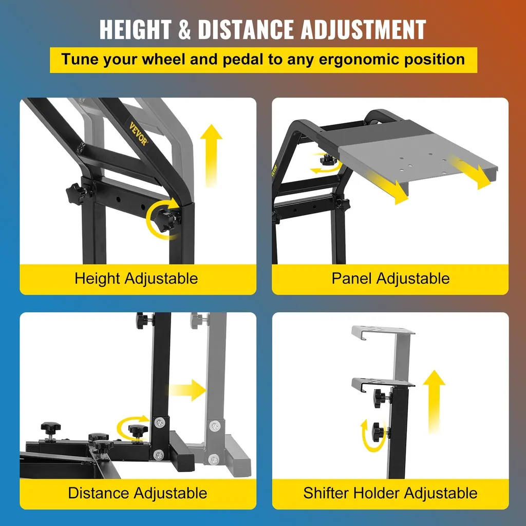 Châssis simracing professionnel pour volant et pédales ajustable