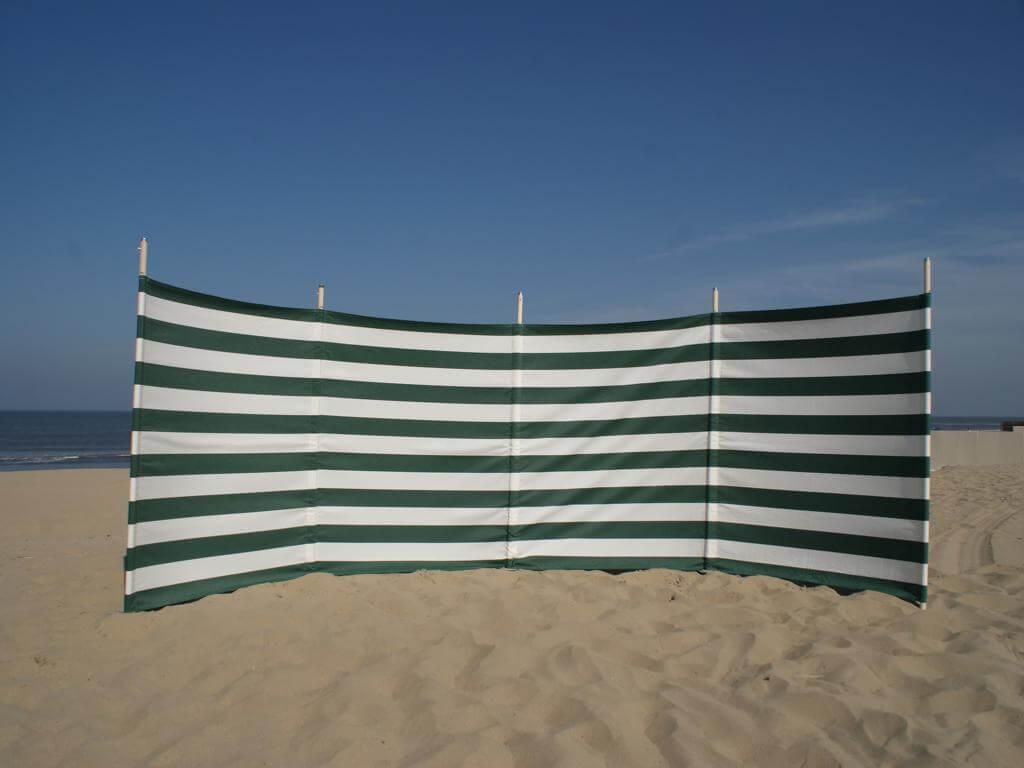 Strandwindschutz 5 m, grün/weiß, Polyacryl-Windschutz – 5 m Camping-Windschutz