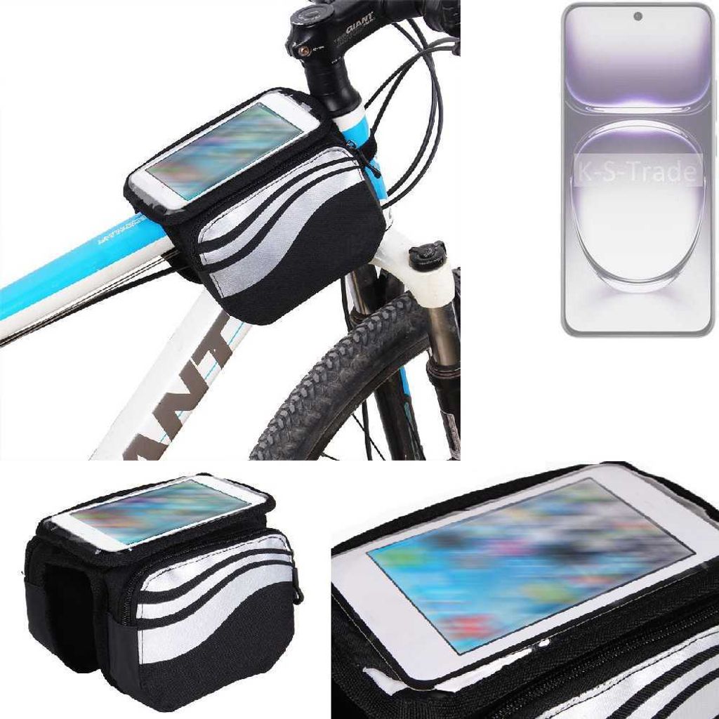 K-S-Trade Rahmentasche Fahrrad-Halterung kompatibel mit Oppo Reno12 Pro PJW110 Rahmenhalterung Fahrrad Handyhalterung Fahrradtasche Handy Smartphone