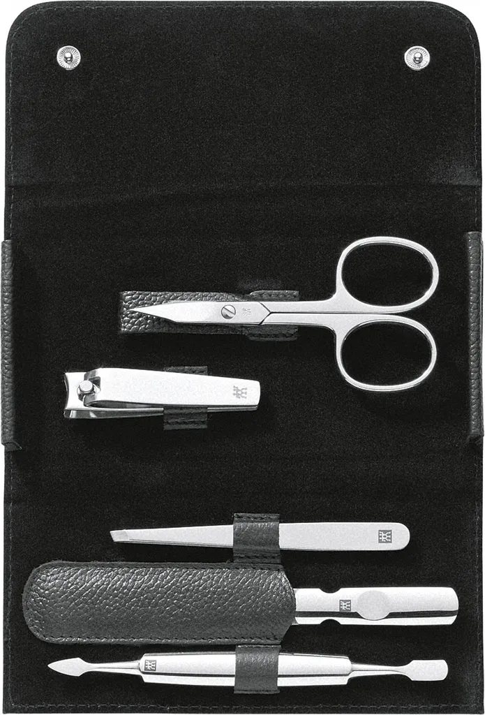 Kit Manucure Acier Inox Zwilling 5 Outils Qualité et Cuir Noir Noble