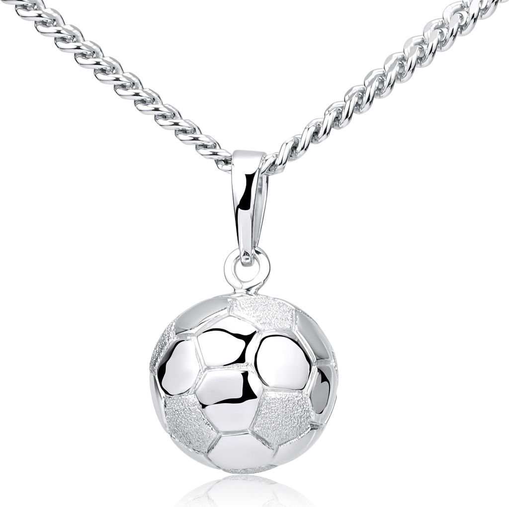 MATERIA Fußball Anhänger für Halskette aus 925 Sterling Silber rhodiniert Herren Schmuck Männer Geschenk KA-461-Silber